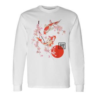 Chemise En Fleurs De Cerisier Japonais Koi Carpe Poissonakura Graphic T-shirt à manches longues - Cadeauxyz