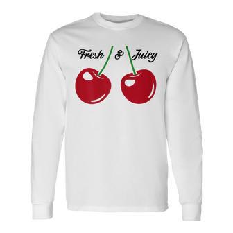 Cherry Top Fresh Juicy Red Cherries Women's Vintage Cherry Long Sleeve T-Shirt - Thegiftio UK