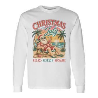 Christmas In July Relax Beach Santa Hawaiian Sunset Cruise Long Sleeve T-Shirt | Seseable UK