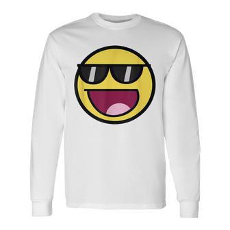 Cool Epic Face サングラス グラフィック シェード ファニー ミーム 長袖Tシャツ - Kawaiitshirt