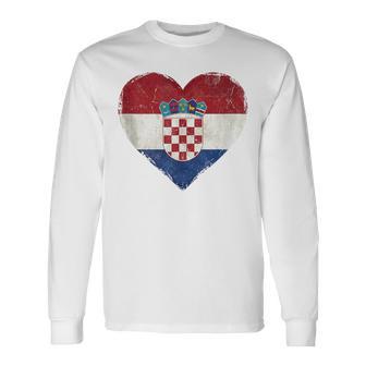 Croatia Hrvatska Flag Zagreb Croatian Jersey Retro Long Sleeve T-Shirt - Thegiftio UK