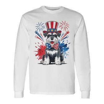 Cute Patriotic Miniature Schnauzer 4Th Of July Celebration Long Sleeve T-Shirt - Thegiftio UK