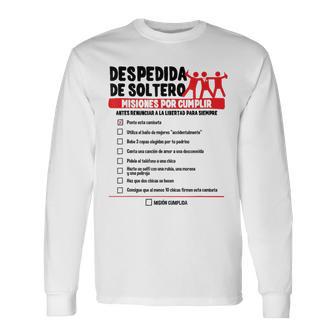 Despedida Deoltero Lista Retos Novio Pruebas Graciosas Camiseta de manga larga - Regaloses