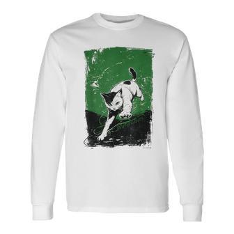 Dim The Lights 012 メンズ ロック ライブ フェス バンド 音楽 おしゃれ キッズ 猫 Cat 長袖Tシャツ - Kawaiitshirt