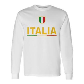 Donna Maglia Con Bandiera Italiana Tricolore Ecritta Italia Con Collo A Maglietta a maniche lunghe - Novitaregali