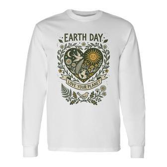 Earth Day Love Your Planet Vintage Nature Long Sleeve T-Shirt - Thegiftio UK