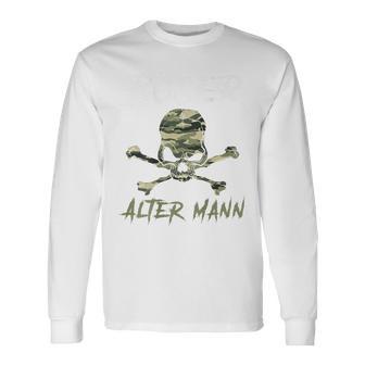 Evil Old Man 迷彩スカルバックプリント 長袖Tシャツ - Kawaiitshirt