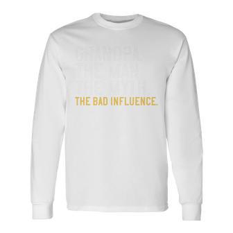 Father's Day Grandpa The Man The Myth The Bad Influence Tri-Blend Long Sleeve T-Shirt - Thegiftio UK