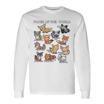 Foxes Of The World Educational Animal Fox Lover Kawaii Fox Long Sleeve T-Shirt - Thegiftio
