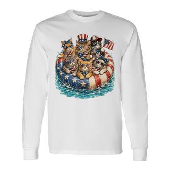 4Th Of July Cats Patriotic Cats Fourth Of July Long Sleeve T-Shirt | Seseable UK