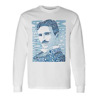 Glitschika s ニコラ・テスライラストtシャツ 長袖Tシャツ - Kawaiitshirt