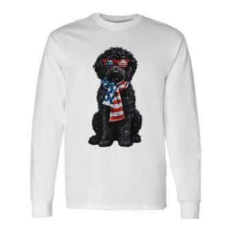 Goldendoodle 4Th Of July Patriotic Black Golden Doodle Cute Long Sleeve T-Shirt - Thegiftio UK