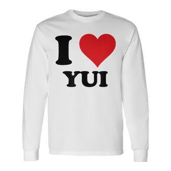 I Heart Yui ファーストネーム I Love パーソナライズ 長袖Tシャツ - Kawaiitshirt