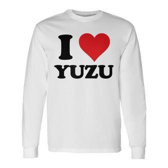 I Heart ゆず ファーストネーム I Love パーソナライズ 長袖Tシャツ - Kawaiitshirt