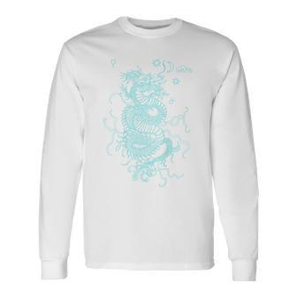 Homme Imprimé Dragon Bleuif T-shirt à manches longues - Cadeauxyz