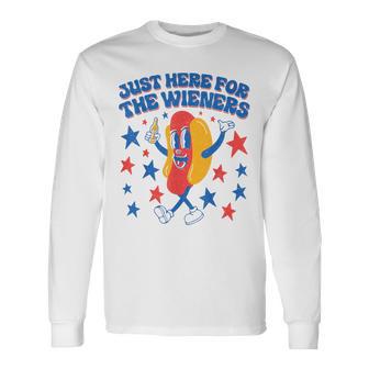 Hot-Dog I'm Just Here For The Wieners 4Th Of July Long Sleeve T-Shirt - Thegiftio UK