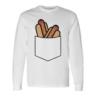 Hotdog Pocket Hotdog In The Pocket Minimalist Long Sleeve T-Shirt - Thegiftio UK