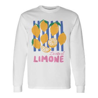 La Vita Al Limone Italian Lemon Fruit Summer Aesthetic Long Sleeve T-Shirt | Mazezy