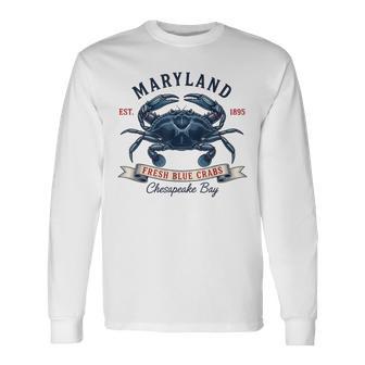 Maryland State Flag Crab Long Sleeve T-Shirt | Mazezy