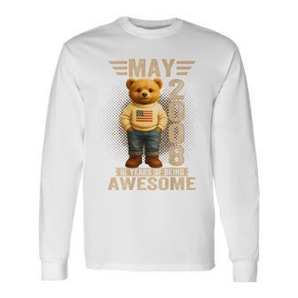 On Back 18歳 2008年5月 テディベア 18歳の誕生日 長袖Tシャツ - Kawaiitshirt