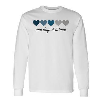 One Day At A Time Motivational Heart Long Sleeve T-Shirt - Thegiftio UK