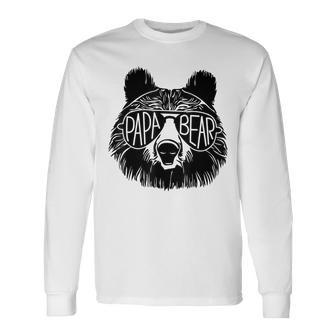 Papa Bear Face Sunglasses Dad Grandpa Father’S Day Long Sleeve T-Shirt - Monsterry