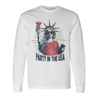 Party In The Usa Statue Of Liberty 4Th Of July Patriotic Long Sleeve T-Shirt - Thegiftio UK