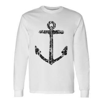 Petite Ancre Noir Bateau &Oiles Ancre T-shirt à manches longues - Cadeauxyz