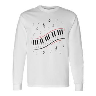Piano Beat Clavier Notes De Musique Pianiste Instrument De Musique T-shirt à manches longues - Cadeauxyz