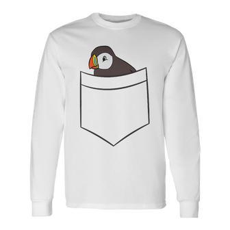 Puffin In The Pocketeabird Iceland Pocket Puffin 長袖Tシャツ - Kawaiitshirt