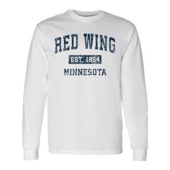 Red Wing ミネソタ Mn ヴィンテージ スポーツデザイン ネイビー プリント 長袖Tシャツ - Kawaiitshirt