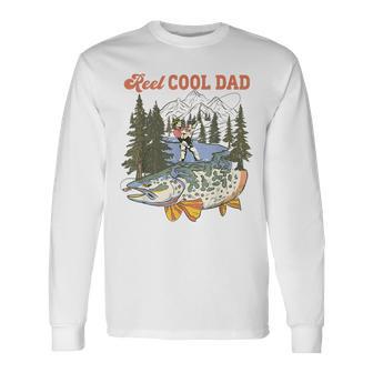 Reel Cool Dad Fishing New Dad Life Happy Father's Day Papa Long Sleeve T-Shirt - Thegiftio UK