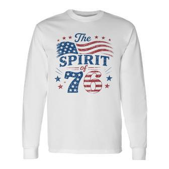 Retro Spirit Of 76 250Th Anniversary Patriotic American Flag Long Sleeve T-Shirt - Thegiftio UK