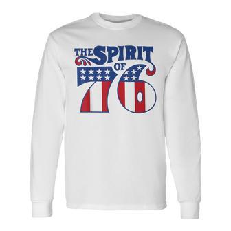 Retro The Spirit Of 76 Usa American Flag Fourth Of July Long Sleeve T-Shirt - Thegiftio UK