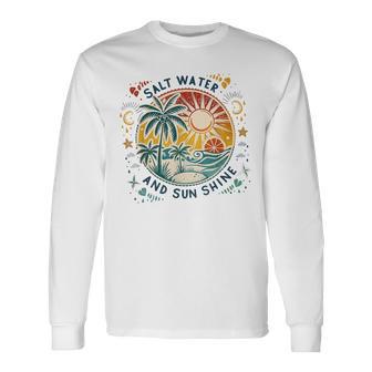 Salt Water And Sun Shine Vintage Retro Tropical Beach Long Sleeve T-Shirt - Thegiftio