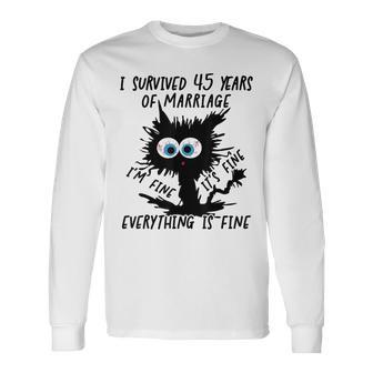 Sapphire Wedding I Survived 45 Years Of Marriage Long Sleeve T-Shirt - Thegiftio UK