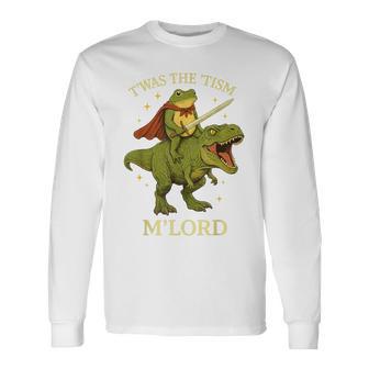 Twas The Tism M'lord Frog ライディング 恐竜 ファンタジー 中世 長袖Tシャツ - Kawaiitshirt