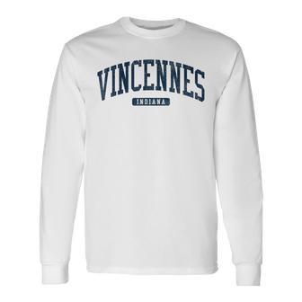 Vincennes Indiana In College University Style Blue Long Sleeve T-Shirt - Thegiftio UK
