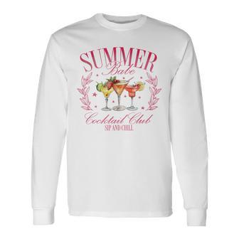 Vintage Retro Summer Babe Cocktail Club Drinking Lovers Long Sleeve T-Shirt - Thegiftio UK