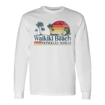 Waikiki Beach Honolulu Hawaii Family Vacation Summer Long Sleeve T-Shirt - Thegiftio UK