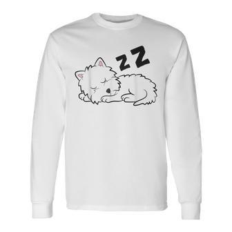 West Highland ホワイトテリア 犬 眠っているかわいいウェスティー 長袖Tシャツ - Kawaiitshirt
