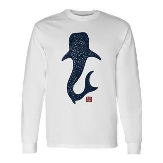 Whale Shark With Traditional Japanese Kanji Seal Long Sleeve T-Shirt - Thegiftio UK