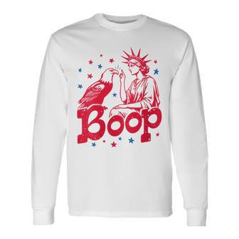 Women's Boop Vintage Statue Of Liberty And Eagle Patriotic Long Sleeve T-Shirt - Thegiftio UK