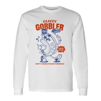 Women's Glizzy Gobbler Patriotic Hot Dog 4Th Of July Humor Long Sleeve T-Shirt - Thegiftio UK
