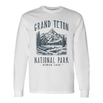 Women's Grand Teton National Park Wyoming Camping Hiker Long Sleeve T-Shirt - Thegiftio UK