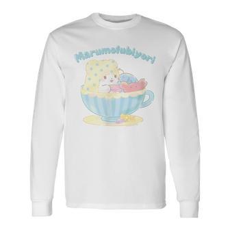 まるもふびより ティーカップ 長袖Tシャツ - Kawaiitshirt