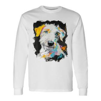 アイリッシュウルフハウンド 犬 モチーフ ペット 青い目 アイリッシュウルフハウンド 長袖Tシャツ - Kawaiitshirt