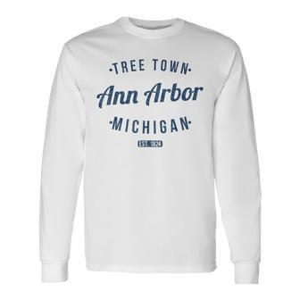 アナーバー ミシガン州 レトロ ヴィンテージ お土産 Mi アナーバー 長袖Tシャツ - Kawaiitshirt