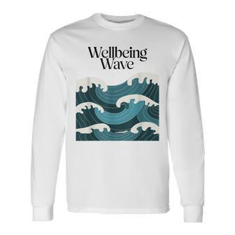 ウェルビーイングウェーブ オーシャンデザイン 健康 長袖Tシャツ - Kawaiitshirt