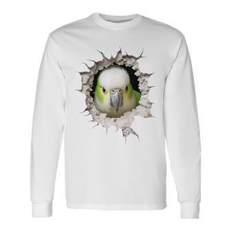 オウム アニマルプリント 動物園 図面 アートワーク 顔 オウム 長袖Tシャツ - Kawaiitshirt